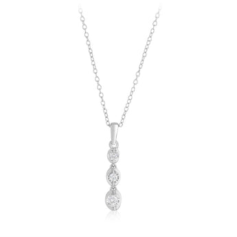 Diamond Trilogy Pendant on 45cm Chain in Sterling Silver