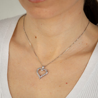 Diamond Heart Pendant in Sterling Silver