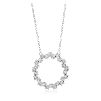 Diamond Circle Pendant on 42cm Chain in Sterling Silver