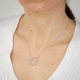 Diamond Circle Pendant on 42cm Chain in Sterling Silver