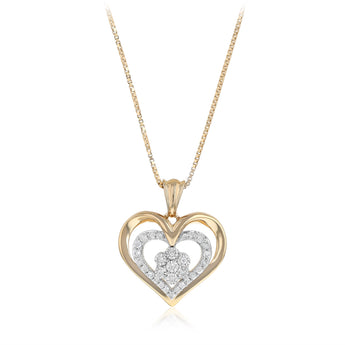 1/10 Carat Diamond Heart Pedant on 46cm Chain in Gold Plated Sterling Silver