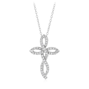 1/5 Carat Diamond Cross Pendant on 45cm Chain in Sterling Silver