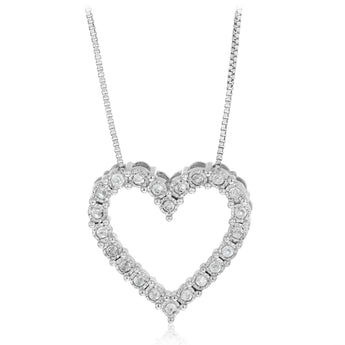 1/4 Carat Diamond Heart Pendant on 45cm Chain in Sterling Silver