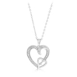 Diamond Heart Pendant on Chain in Sterling Silver