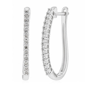 Diamond Hoop Earrings in Sterling Silver