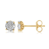 Diamond Stud Earrings in Gold Plated Sterling Silver