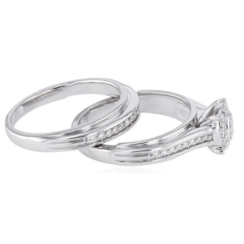 1/5 Carat Diamond 2-Ring Bridal Set in Sterling Silver