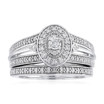 1/4 Carat Diamond 2-Ring Bridal Set in Sterling Silver