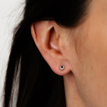 Diamond Stud Earrings with Black Treated Diamonds in Sterling Silver