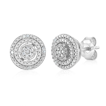 Diamond Stud Earrings in Sterling Silver