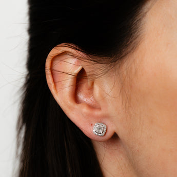 Diamond Stud Earrings in Sterling Silver