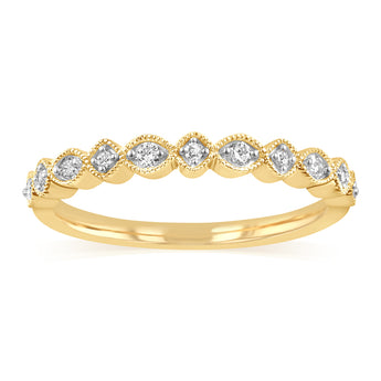 11 Diamonds Ring in Gold Plated Sterling Silver