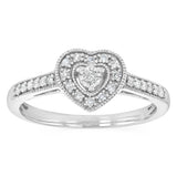 1/6 Carat Heart Diamond Ring in Sterling Silver