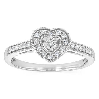 1/6 Carat Heart Diamond Ring in Sterling Silver