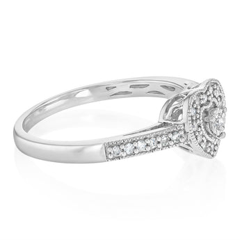 1/6 Carat Heart Diamond Ring in Sterling Silver