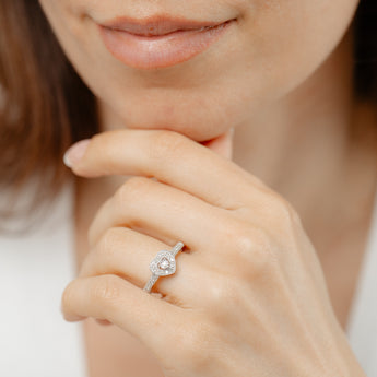1/6 Carat Heart Diamond Ring in Sterling Silver