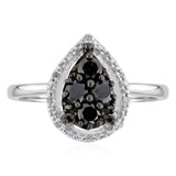 1/4 Carat Diamond Ring with Black and White Diamonds in Sterling Silver