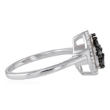 1/4 Carat Diamond Ring with Black and White Diamonds in Sterling Silver