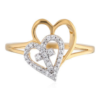 1/10 Carat Heart Diamond Ring in Gold Plated Sterling Silver