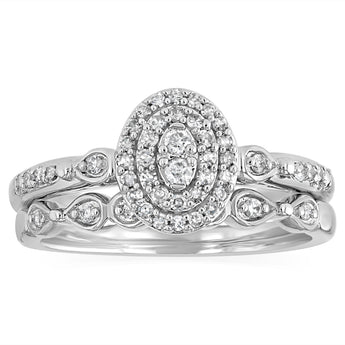 1/4 Carat Diamond 2-Ring Bridal Set in Sterling Silver