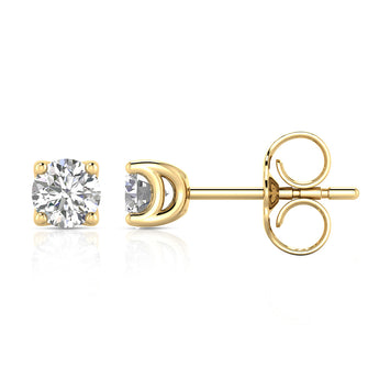 3/4 Carat Diamond Solitaire Stud Earrings in 9ct Yellow Gold