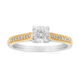 0.12 Carat Diamond Ring in 9ct Yellow Gold and Sterling Silver