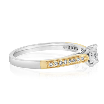 0.12 Carat Diamond Ring in 9ct Yellow Gold and Sterling Silver