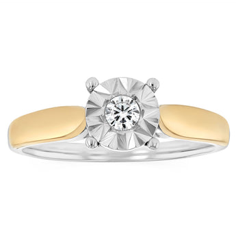 1/10 Carat Diamond Ring in 9ct Yellow Gold and Sterling Silver