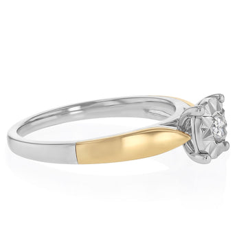 1/10 Carat Diamond Ring in 9ct Yellow Gold and Sterling Silver