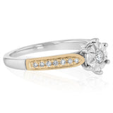 1/6 Carat Diamond Ring in 9ct Yellow Gold and Sterling Silver