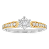 1/5 Carat Diamond Ring in 9ct Yellow Gold and Sterling Silver