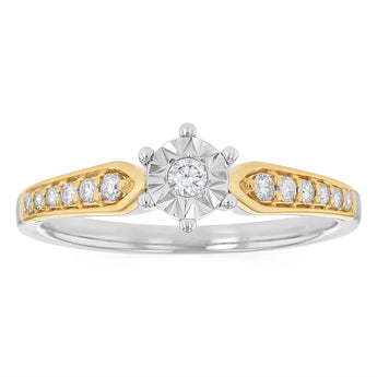 1/5 Carat Diamond Ring in 9ct Yellow Gold and Sterling Silver