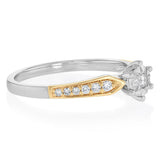 1/5 Carat Diamond Ring in 9ct Yellow Gold and Sterling Silver