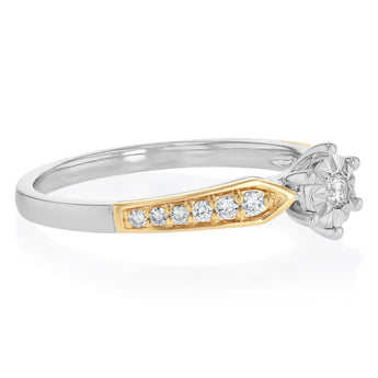 1/5 Carat Diamond Ring in 9ct Yellow Gold and Sterling Silver