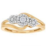 1/4 Carat Diamond Trilogy Ring in 10ct Yellow Gold