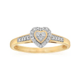 1/7 Carat Diamond Heart Ring in 10ct Yellow Gold