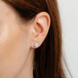 1 Carat Diamond Flower Earrings in 10ct White Gold