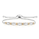 Diamond Slider Bracelet with 30 Round Brilliant Cut Diamonds in Gold Plated Brass