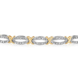 Diamond Slider Bracelet with 30 Round Brilliant Cut Diamonds in Gold Plated Brass