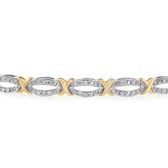 Diamond Slider Bracelet with 30 Round Brilliant Cut Diamonds in Gold Plated Brass