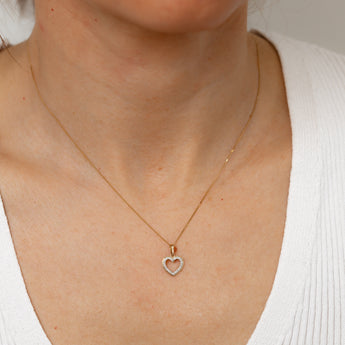 Diamond Heart Pendant in 9ct Yellow Gold