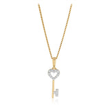 Diamond Key Pendant with 16 Diamonds in 9ct Yellow Gold
