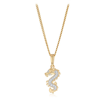 Diamond Dragon Pendant in 9ct Yellow Gold