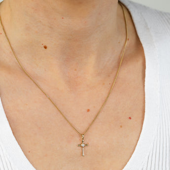 Diamond Cross Pendant in 9ct Yellow Gold