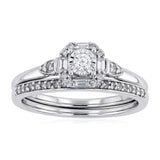 1/4 Carat Diamond 2-Ring Bridal Set in 9ct White Gold