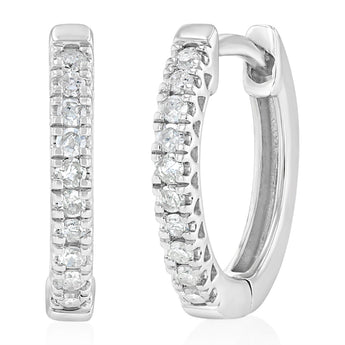 1/10 Carat Diamond Hoop Earrings in Sterling Silver