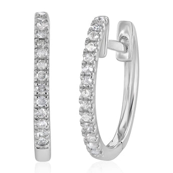 1/10 Carat Diamond Hoop Earrings in Sterling Silver
