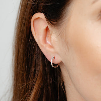 1/10 Carat Diamond Hoop Earrings in Sterling Silver