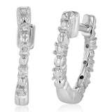 Diamond Hoop Earrings with 10 Diamonds in Sterling Silver