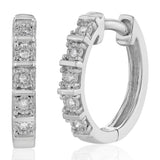 Diamond Hoop Earrings with 10 Diamonds in Sterling Silver